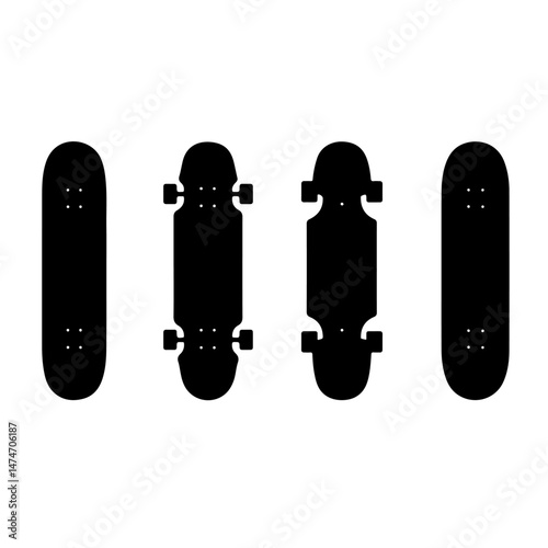 Skateboard Trick Silhouette Vector Set"