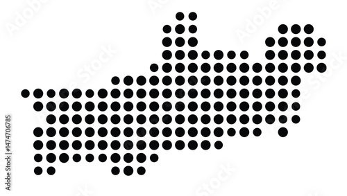 Symbol Map of the city Eckental (Bayern, Germany) showing the city with a pattern of just a few black dots