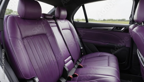 Luxury vehicle interior showcasing supple purple leather seating design aesthetic