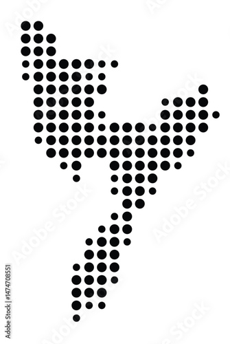 Symbol Map of the city Herrsching a.Ammersee (Bayern, Germany) showing the city with a pattern of just a few black dots