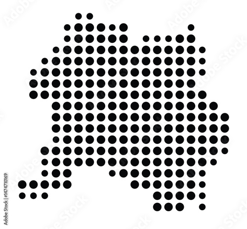 Symbol Map of the city Markt Schwaben (Bayern, Germany) showing the city with a pattern of just a few black dots