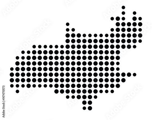 Symbol Map of the city Manching (Bayern, Germany) showing the city with a pattern of just a few black dots