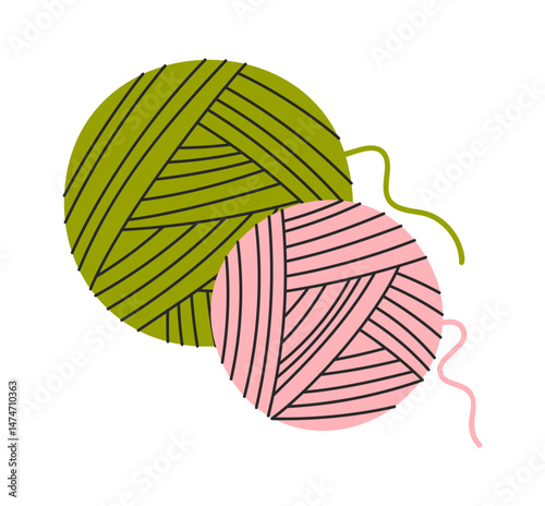Green pink yarn hand drawn