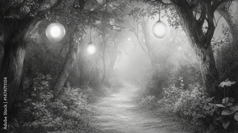 Obraz premium there is a pathway with stairs and flowers in the middle, beautiful render of a fairytale, enchanted magical fantasy