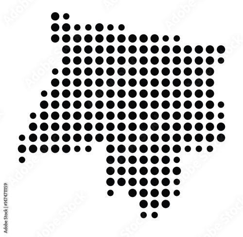 Symbol Map of the city Neutraubling (Bayern, Germany) showing the city with a pattern of just a few black dots