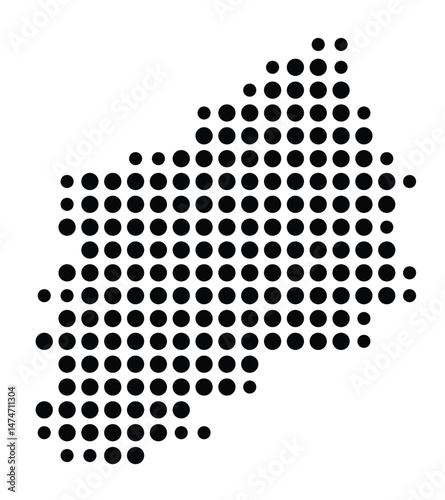 Symbol Map of the city Oberasbach (Bayern, Germany) showing the city with a pattern of just a few black dots