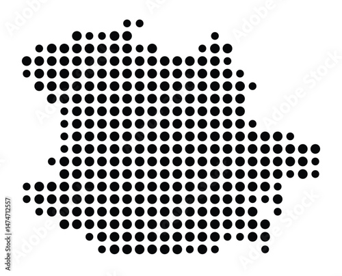 Symbol Map of the city Roßtal (Bayern, Germany) showing the city with a pattern of just a few black dots