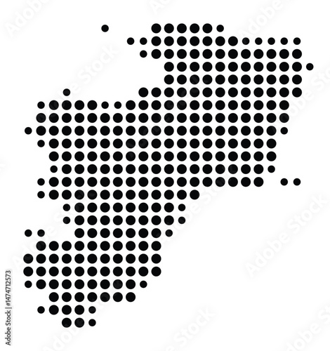 Symbol Map of the city Rothenburg ob der Tauber (Bayern, Germany) showing the city with a pattern of just a few black dots