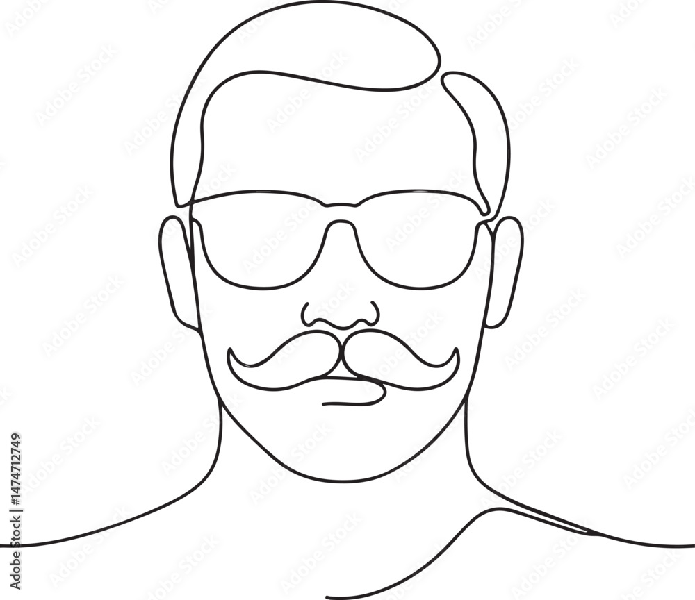 Dad Sunglasses and Mustache Line Vector Icon