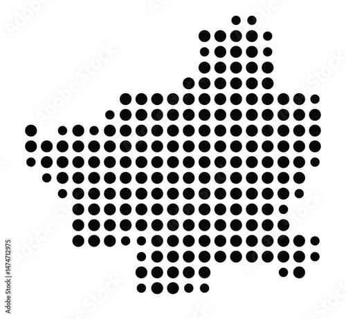 Symbol Map of the city Stadtbergen (Bayern, Germany) showing the city with a pattern of just a few black dots