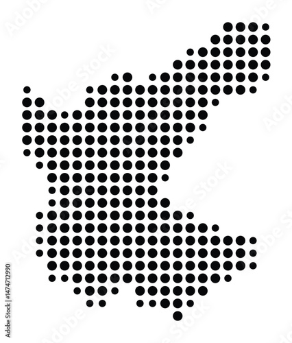 Symbol Map of the city Sonthofen (Bayern, Germany) showing the city with a pattern of just a few black dots