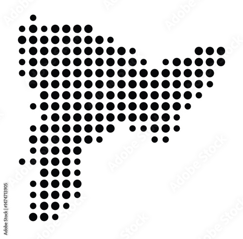 Symbol Map of the city Wasserburg a.Inn (Bayern, Germany) showing the city with a pattern of just a few black dots