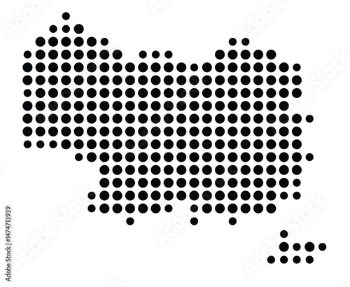 Symbol Map of the city Weißenburg i.Bay. (Bayern, Germany) showing the city with a pattern of just a few black dots
