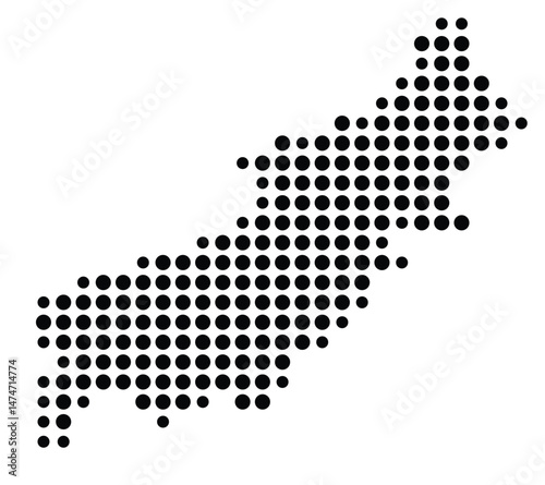 Symbol Map of the city Kirkel (Saarland, Germany) showing the city with a pattern of just a few black dots