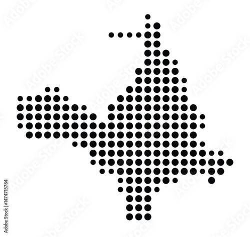 Symbol Map of the city Ahrensfelde (Brandenburg, Germany) showing the city with a pattern of just a few black dots