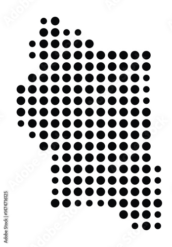 Symbol Map of the city Erkner (Brandenburg, Germany) showing the city with a pattern of just a few black dots