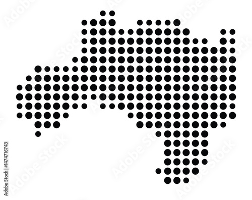 Symbol Map of the city Kloster Lehnin (Brandenburg, Germany) showing the city with a pattern of just a few black dots