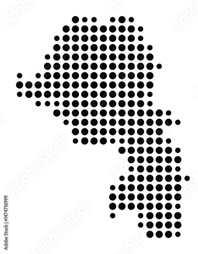 Symbol Map of the city Michendorf (Brandenburg, Germany) showing the city with a pattern of just a few black dots