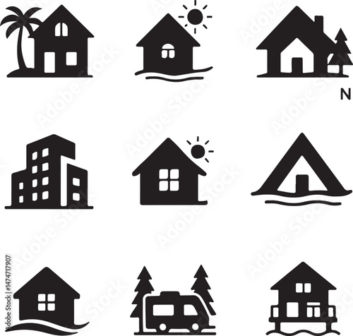 Vacation Rentals Logo Collection Silhouette