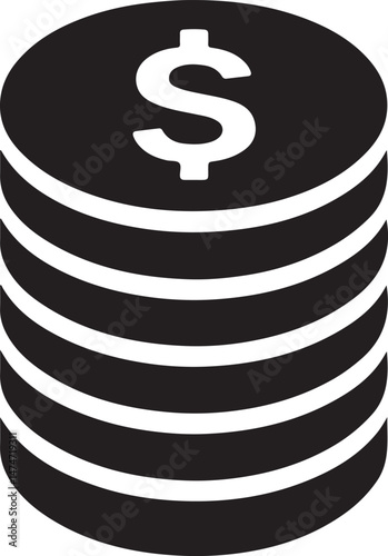 Coin Stack Icon Vector Silhouette