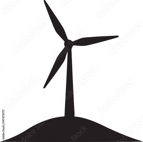 Eco Wind Turbine Power Vector Silhouette