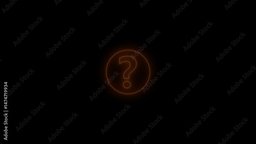 Neon question mark icon. circle with question mark,Question mark sign ...