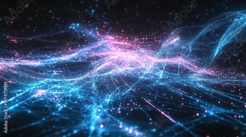 Abstract Cosmic Nebula: A Symphony of Blue and Pink Lights