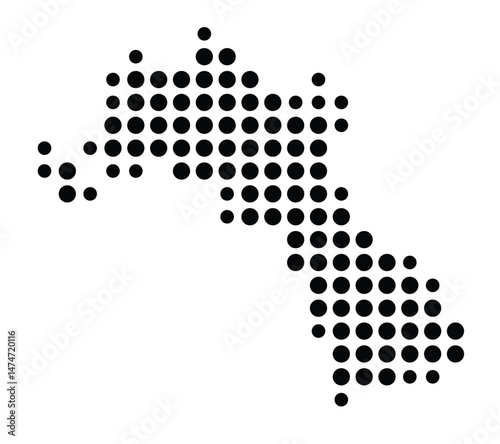 Symbol Map of the city Heidenau (Sachsen, Germany) showing the city with a pattern of just a few black dots