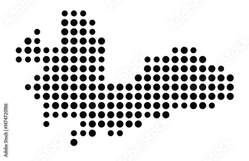 Symbol Map of the city Hohenstein-Ernstthal (Sachsen, Germany) showing the city with a pattern of just a few black dots