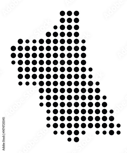 Symbol Map of the city Lichtenstein_Sa. (Sachsen, Germany) showing the city with a pattern of just a few black dots
