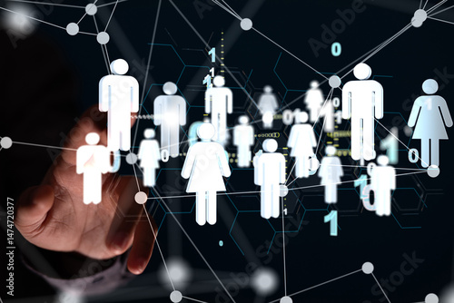 Abstract technology group and data 3d