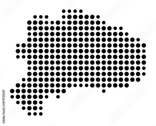 Symbol Map of the city Klipphausen (Sachsen, Germany) showing the city with a pattern of just a few black dots