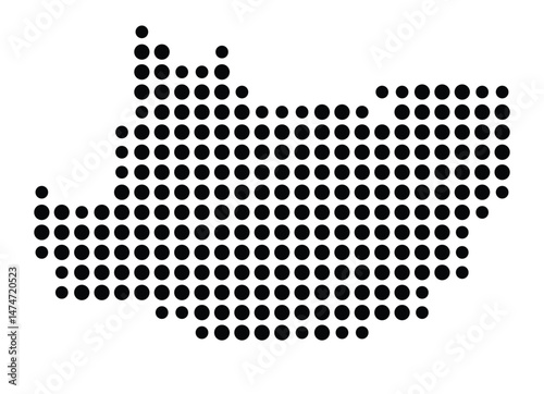 Symbol Map of the city Markkleeberg (Sachsen, Germany) showing the city with a pattern of just a few black dots