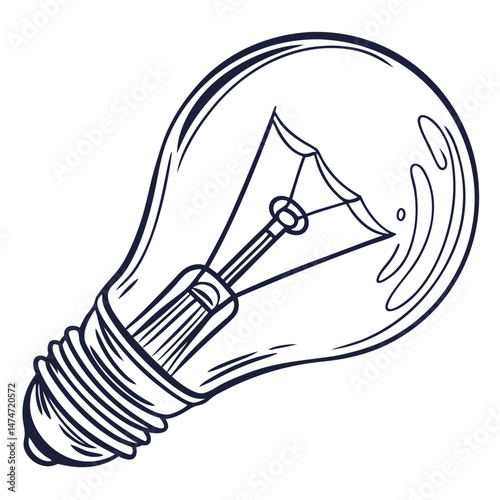 Illustration of a Light Bulb with Visible Filament and Clear Outline