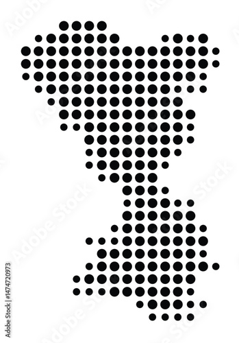 Symbol Map of the city Radeberg (Sachsen, Germany) showing the city with a pattern of just a few black dots