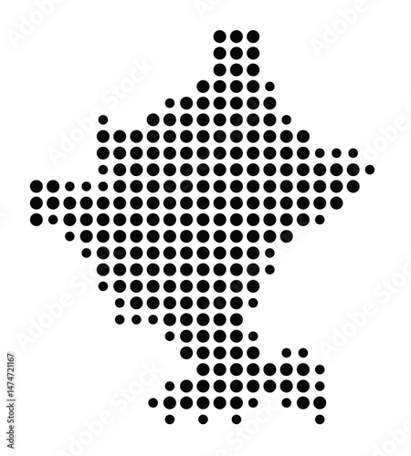 Symbol Map of the city Reichenbach im Vogtland (Sachsen, Germany) showing the city with a pattern of just a few black dots