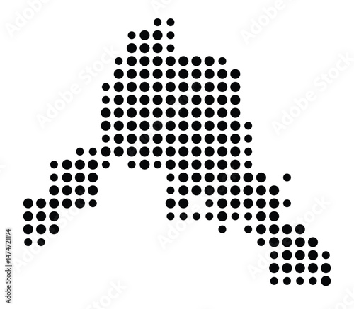 Symbol Map of the city Schwarzenberg_Erzgeb. (Sachsen, Germany) showing the city with a pattern of just a few black dots