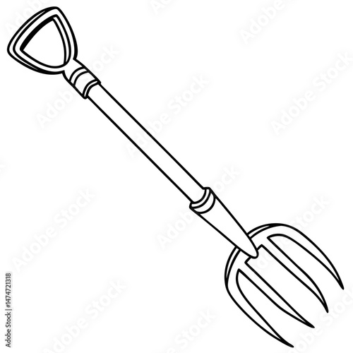 Illustration of a Garden Fork with Three Tines