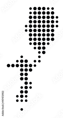 Symbol Map of the city Zittau (Sachsen, Germany) showing the city with a pattern of just a few black dots