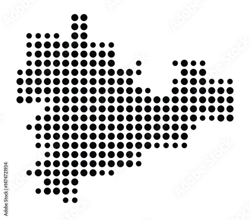 Symbol Map of the city Bad Dürrenberg (Sachsen-Anhalt, Germany) showing the city with a pattern of just a few black dots