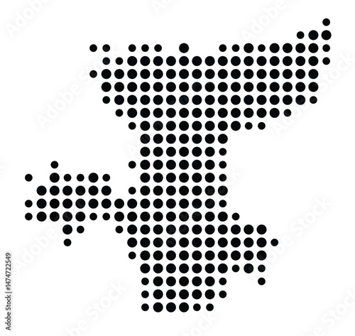 Symbol Map of the city Haldensleben (Sachsen-Anhalt, Germany) showing the city with a pattern of just a few black dots