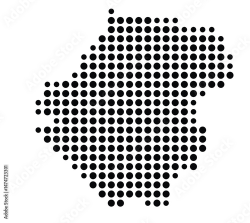 Symbol Map of the city Querfurt (Sachsen-Anhalt, Germany) showing the city with a pattern of just a few black dots