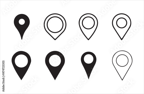 Map pin icon. location pin place marker. Location icon. Map marker pointer icon set,  Victor illustration Eps 10.