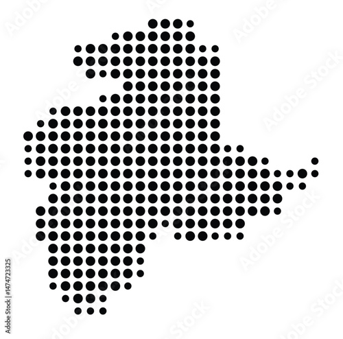 Symbol Map of the city Sandersdorf-Brehna (Sachsen-Anhalt, Germany) showing the city with a pattern of just a few black dots