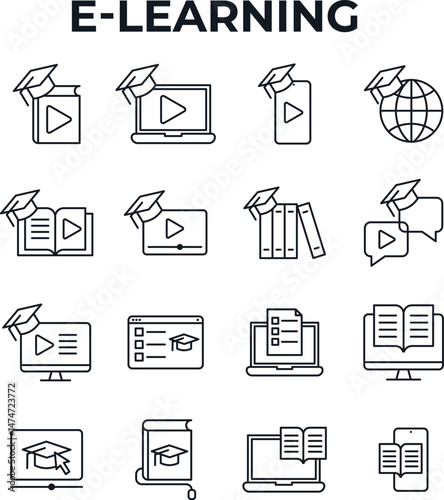 E learning icon design set