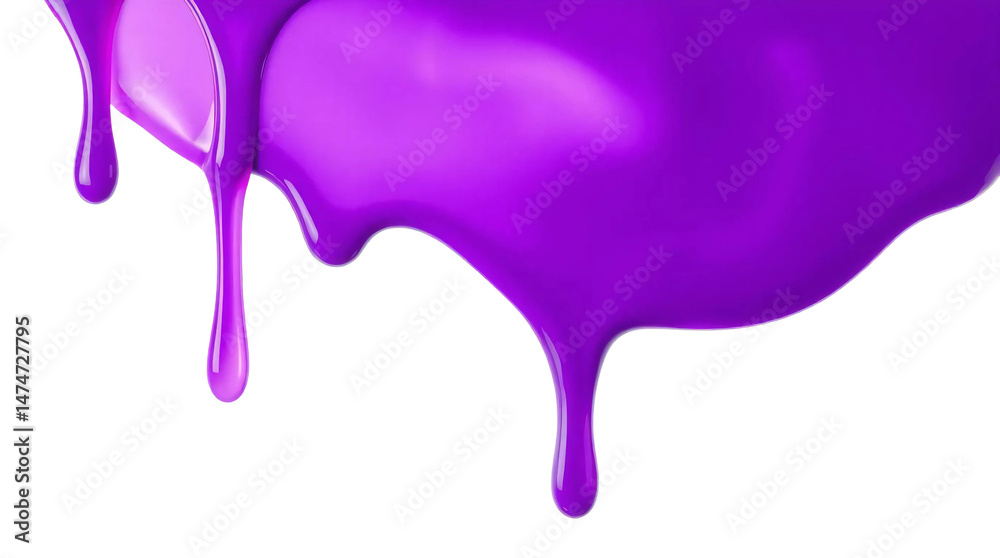 Naklejka premium Purple paint melting down isolated on transparent background