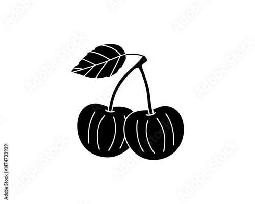creative details Outline silhouette Cherry icon Vector Illustration 
