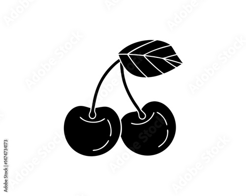 creative details Outline silhouette Cherry icon Vector Illustration 