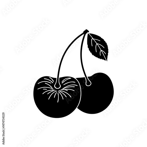 creative details Outline silhouette Cherry icon Vector Illustration 