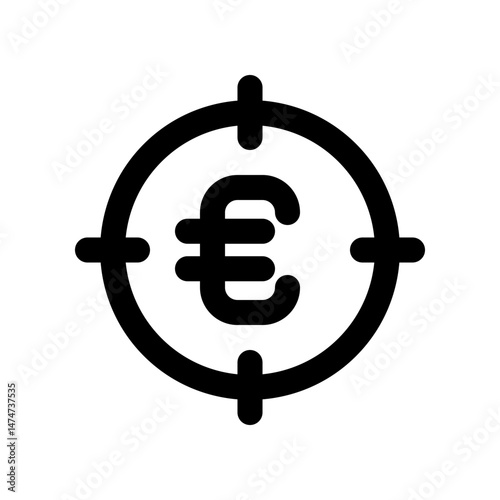 Euro Currency Symbol in Crosshair Target Icon for Financial Focus